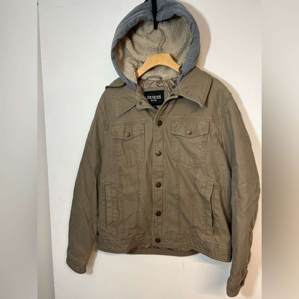 Guess Brown Hooded Jacket…Size M